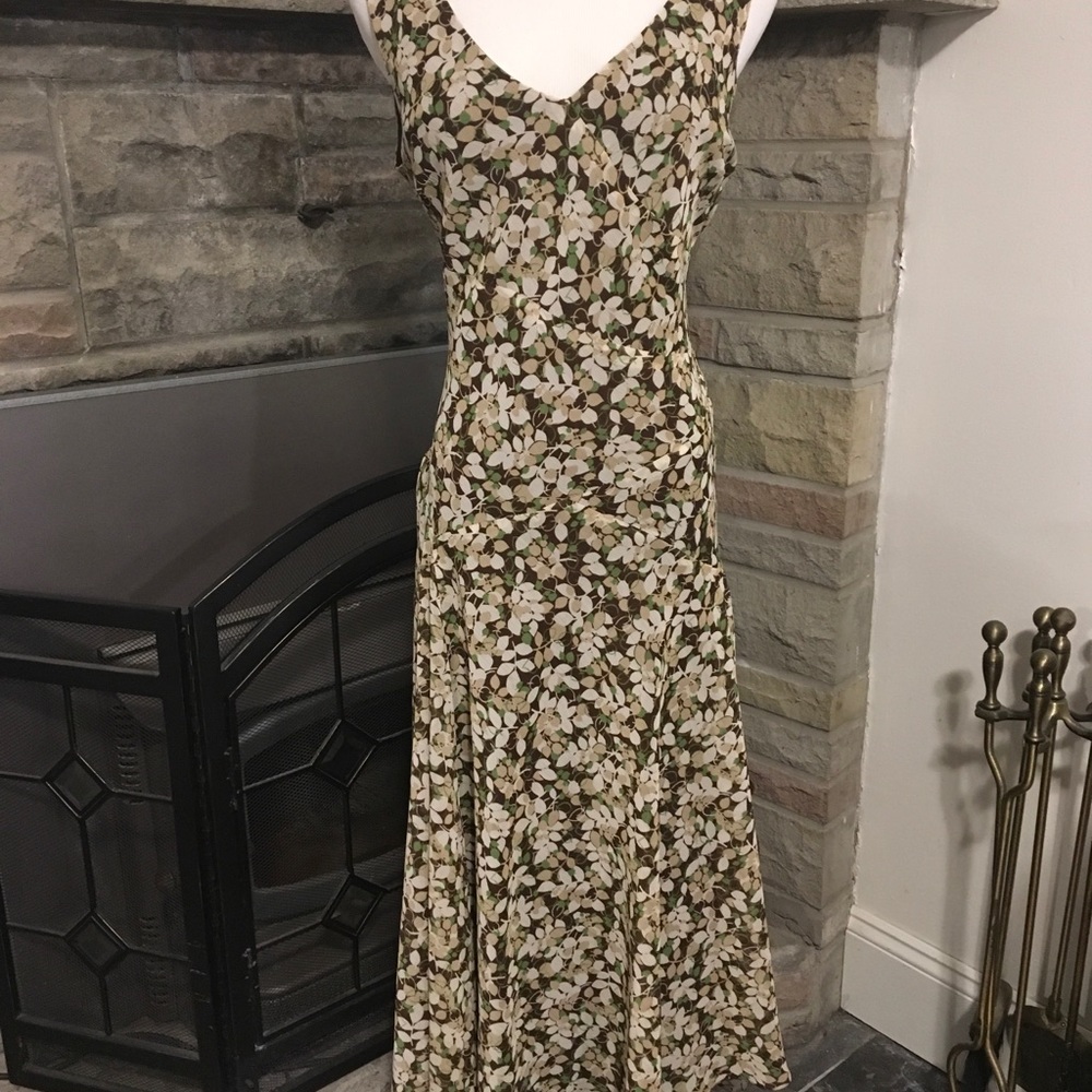 ☀️ Evan Picone Dress Size 10 Brown Floral Sun ☀️